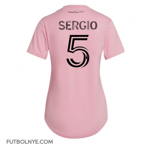 Camiseta Inter Miami Sergio Busquets #5 Primera Equipación para mujer 2023-24 manga corta